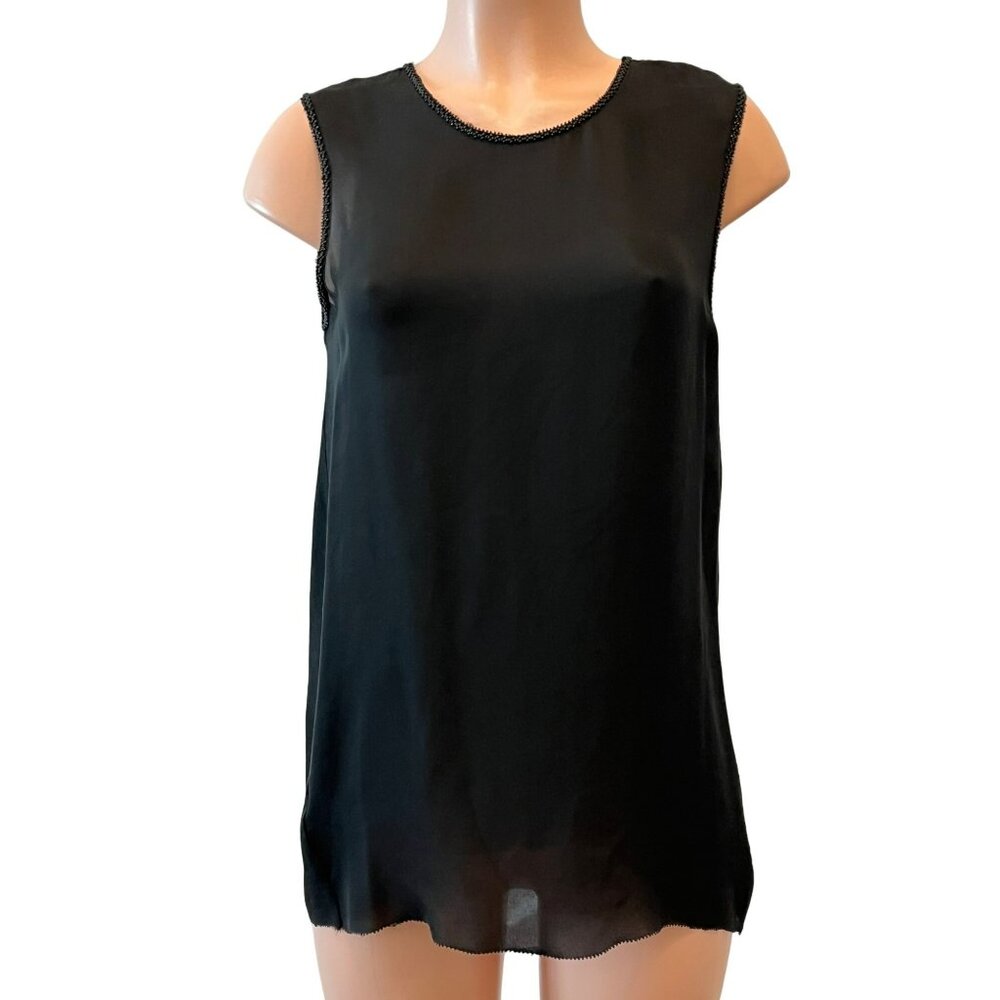 236. Vince  Beaded Chiffon Tunic Black Small